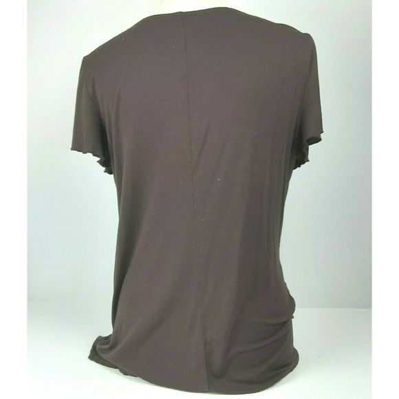 Vintage ALYX Brown Studded Sequin Stretchy Drape Neck Blouse Top XL - Picture 4 of 8